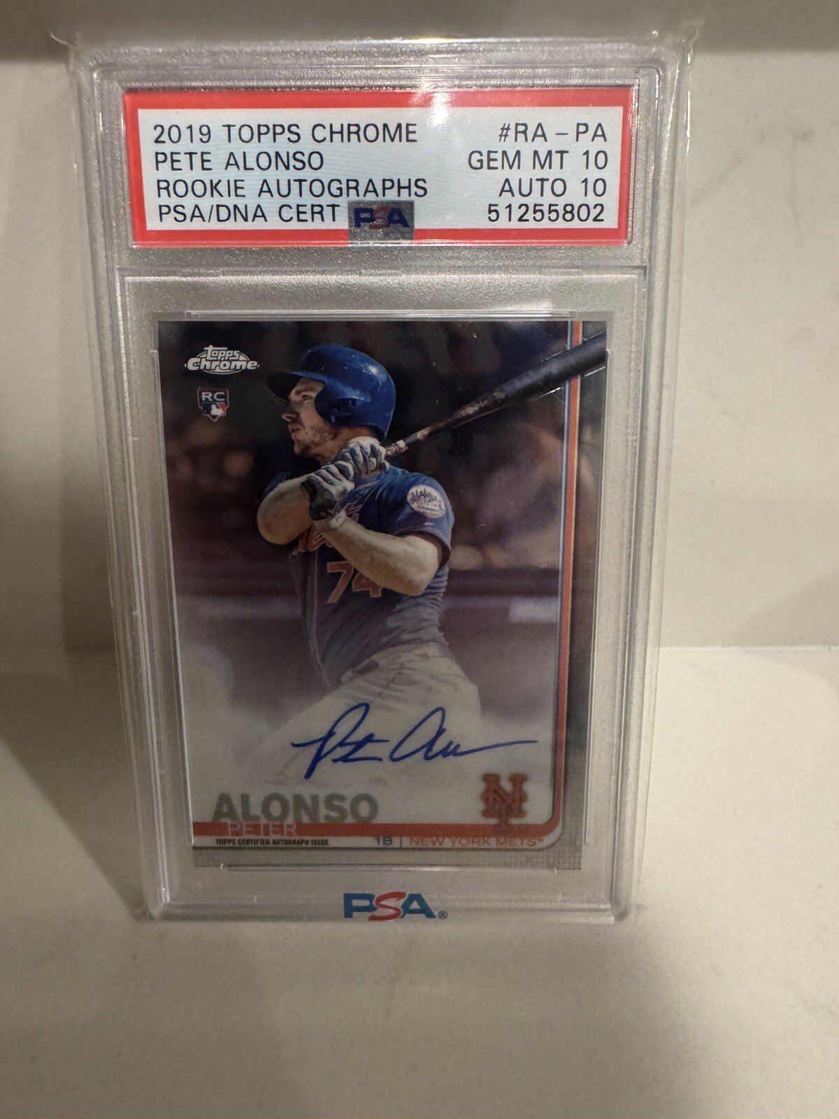 PETE ALONSO 2019 Topps Chrome Dual PSA 10 Auto #RA-PA Mets Rookie PSA/DNA