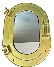 VINTAGE OVAL Metal Porthole Style Mirror 8  W X 11 3/4  T Wall Mount Openable