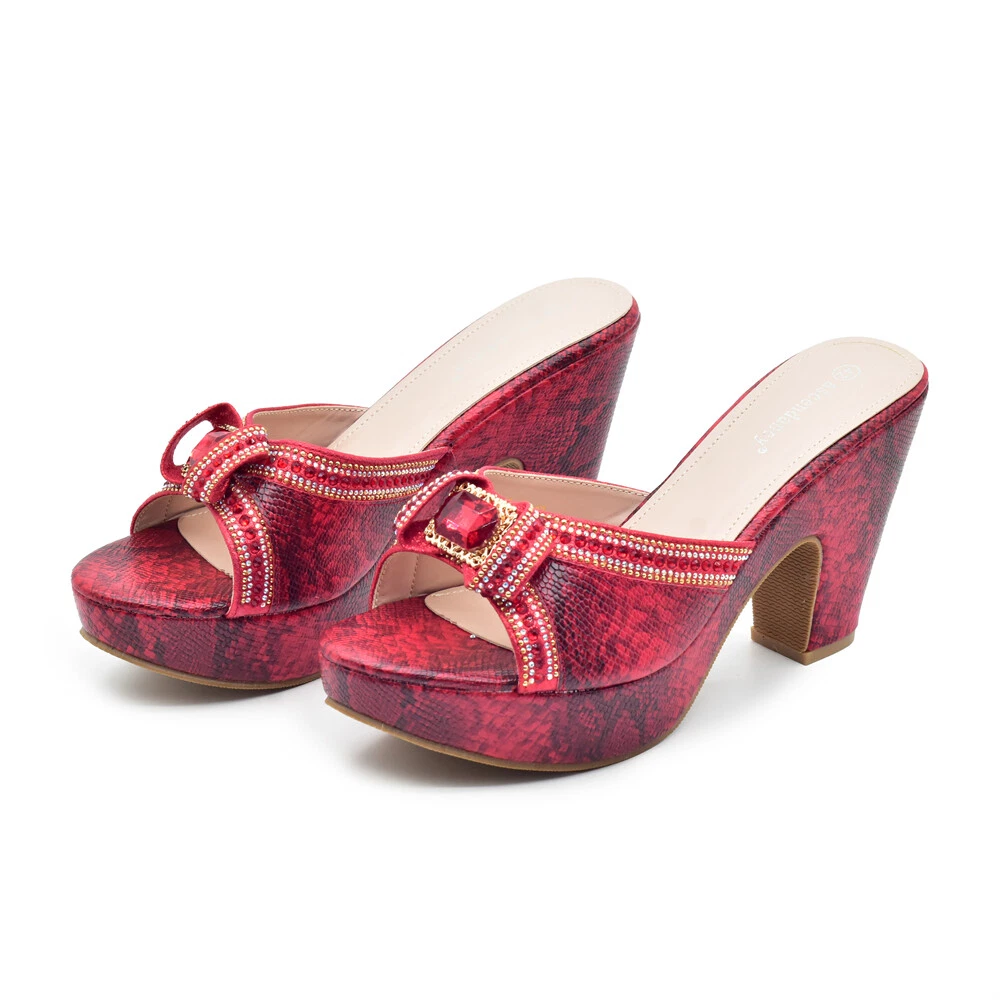 ADIDAS Sandali Moda Scarpe Tacco 10 5 CM Pelle Donna Strass Scarpe Ultimo Design