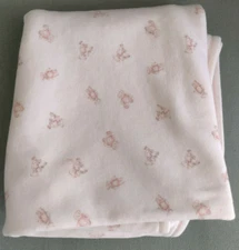 Ralph Lauren Baby  Blanket Teddy Bears Cotton Receiving Blanket 25" X 31"