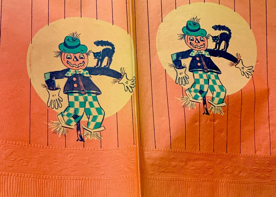 "1 papel crepé de Halloween Tuttle vintage raro 13,5x21"" gato negro manualidades de espantapájaros" Foto 2 de 3