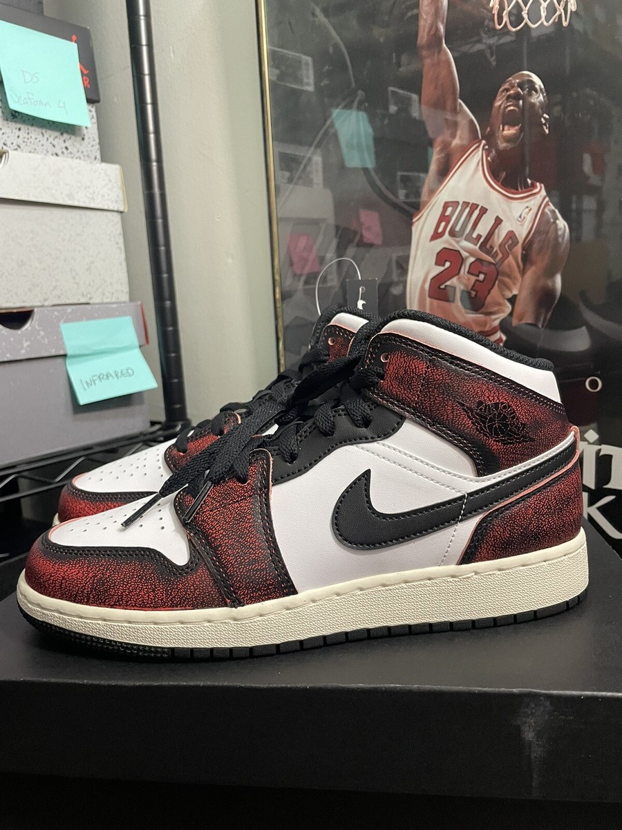 Nike Air Jordan Mid Wear-Away Chicago Bred Sail Red Black FB0568-006 GS  NEW DS