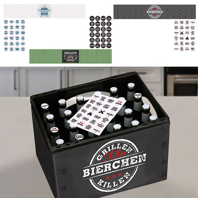 DIY Bierkasten Banderole L140 Spruch 24Sticker Bastelset für Bierkiste Geschenk
