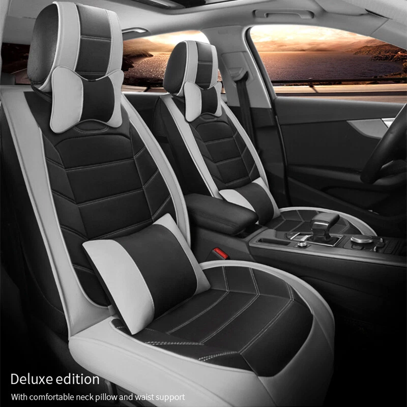 Universal Deluxe 5-Seats Car Seat Cover Front Rear PU Leather