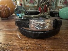 Mexican Longhorn Sterling Silver 14K Belt Buckle 43-44  -1        