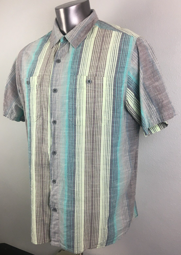 Mens Woolrich Shirt Button Front Short Sleeve Multicolor Size XL Cotton Striped - Picture 3 of 6