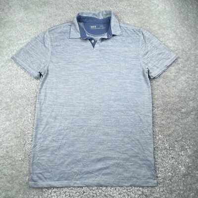 Buckle Black BKE Polo Shirt Mens Large Blue Stripes Performance Stretch Wicking