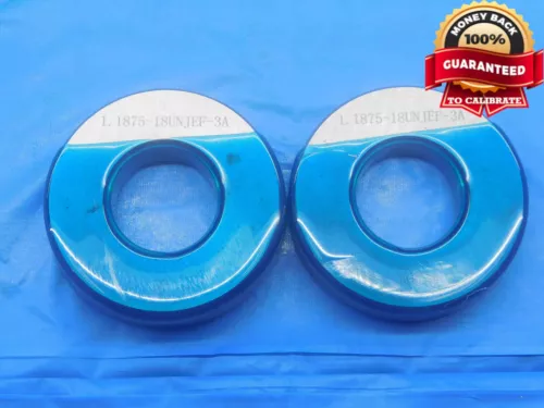 1 3/16 18 UNJEF 3A SOLID THREAD RING GAGES 1.1875 GO NO GO PDS= 1.1514 & 1.1478