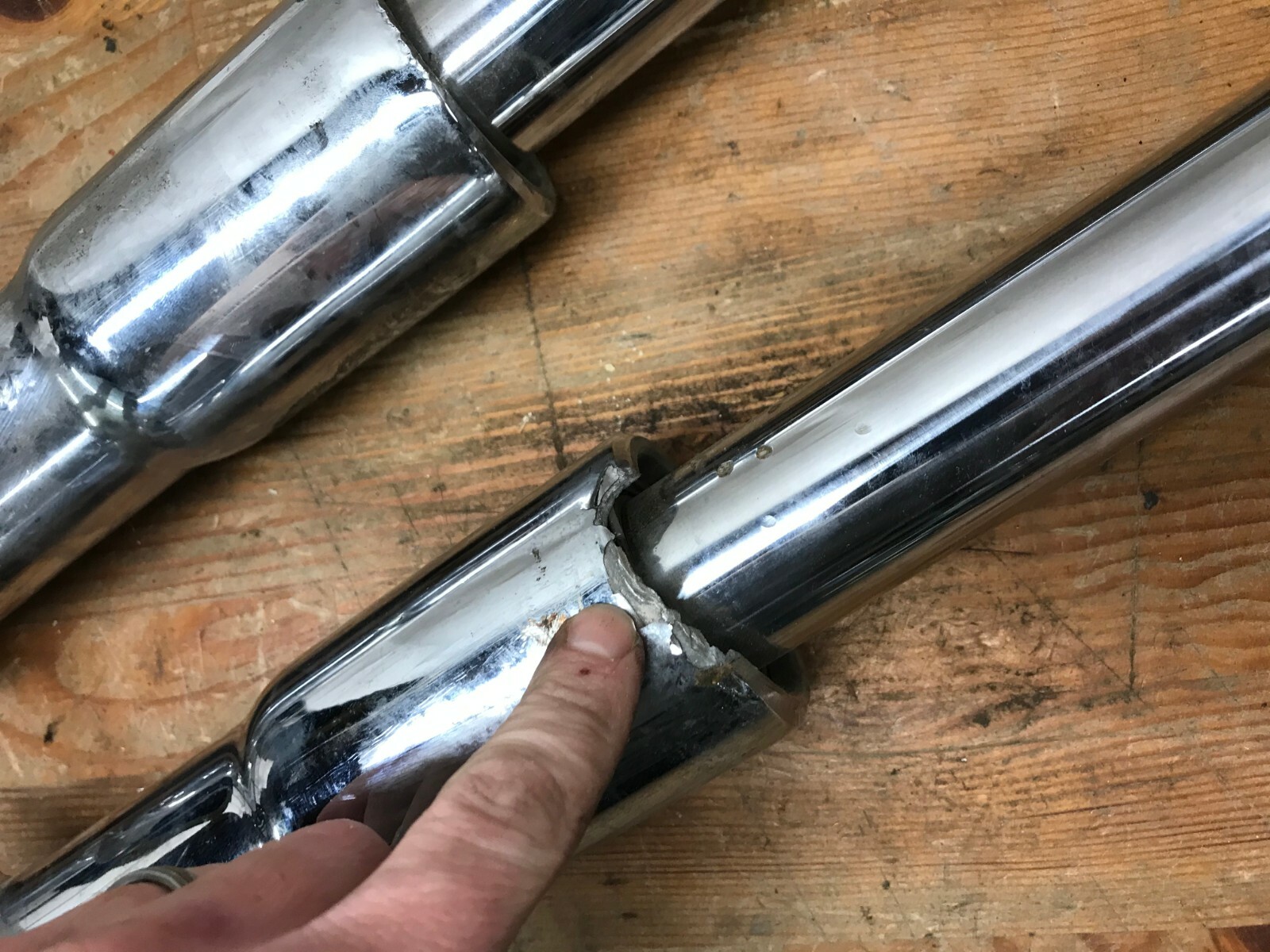 0710 Chrome Harley Fork Legs tubes & Sliders Heritage Fatboy Used