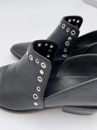 Rebecca Minkoff Size 7 Black Western Bootie Black Leather Metal Detail - Picture 2 of 12