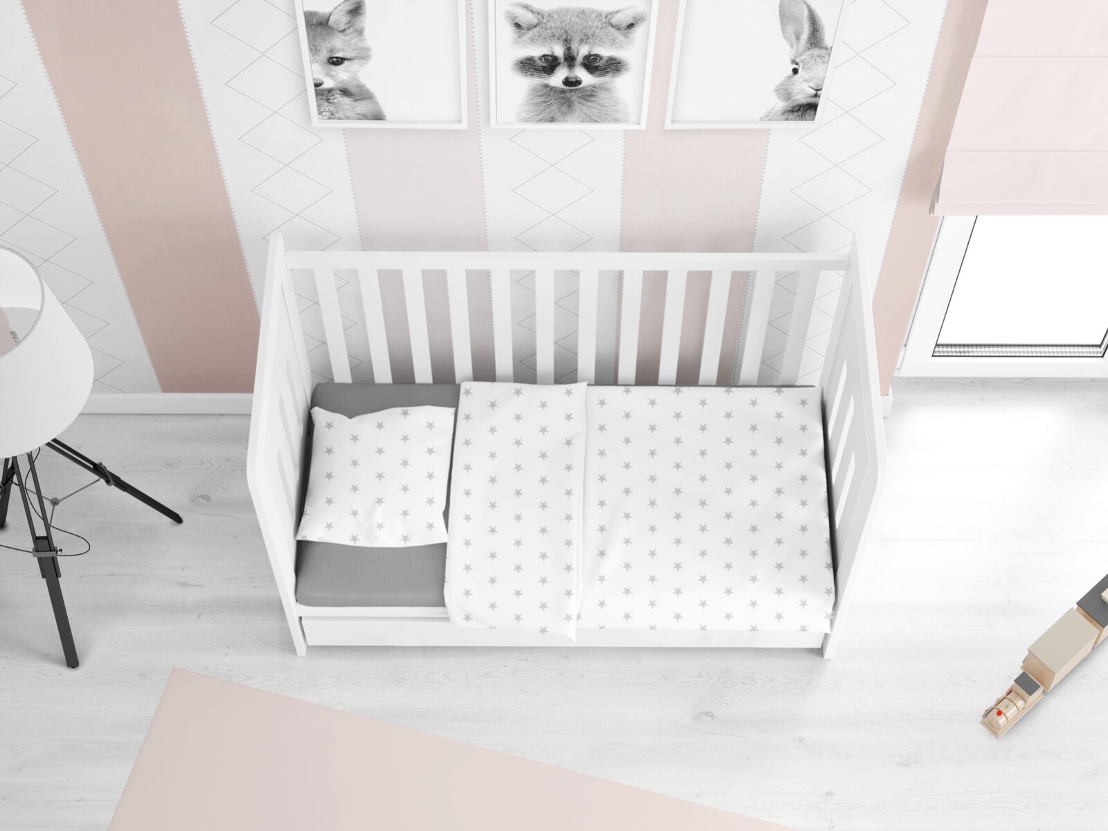Set lenzuola neonato 2 pezzi 120x90 cotone copripiumino adatto per lettino stelle su bianco