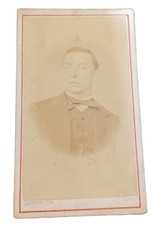Handsome Man In Bowtie and Mustache Havre France Carte de Visite CDV Card R12