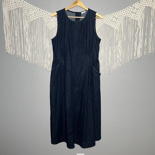 TOAST Fitted Waist Denim Dress in Indigo Size 14 eBay