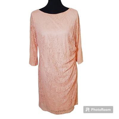 Azazie peach lace dress short sleeves gathered waist mother of the bride dress | eBay Azazie peach lace dress short sleeves gathered waist mother of the bride dress | eBay