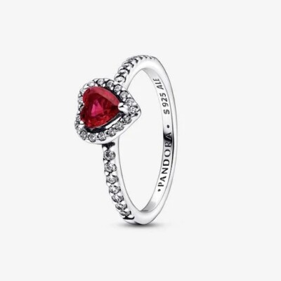 NWT Pandora Timeless Sterling Silver Elevated Red Heart Ring  size 8.5 198421C02