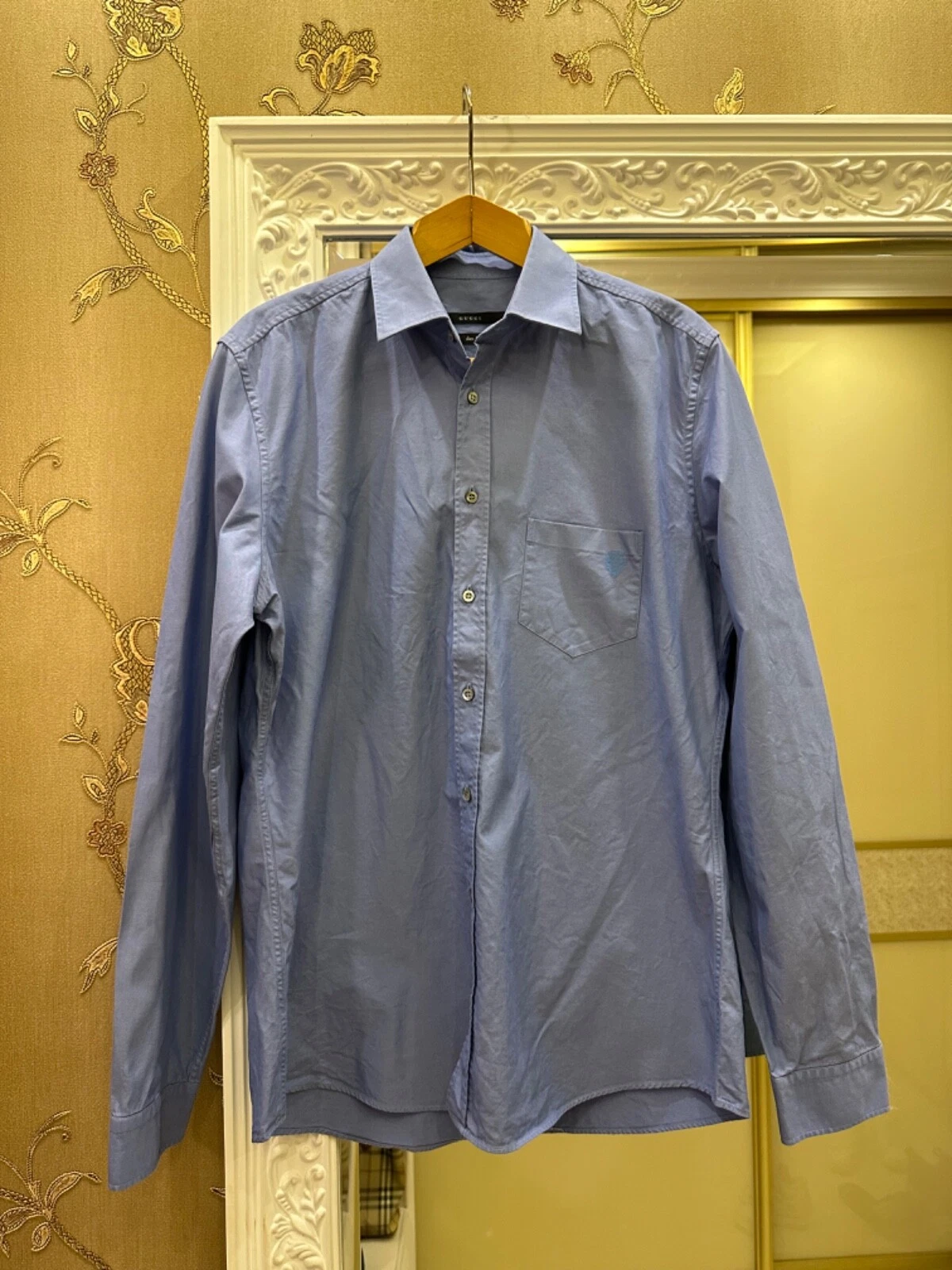 Chemise homme Gucci bleu coupe mince fabriquée en Italie taille M