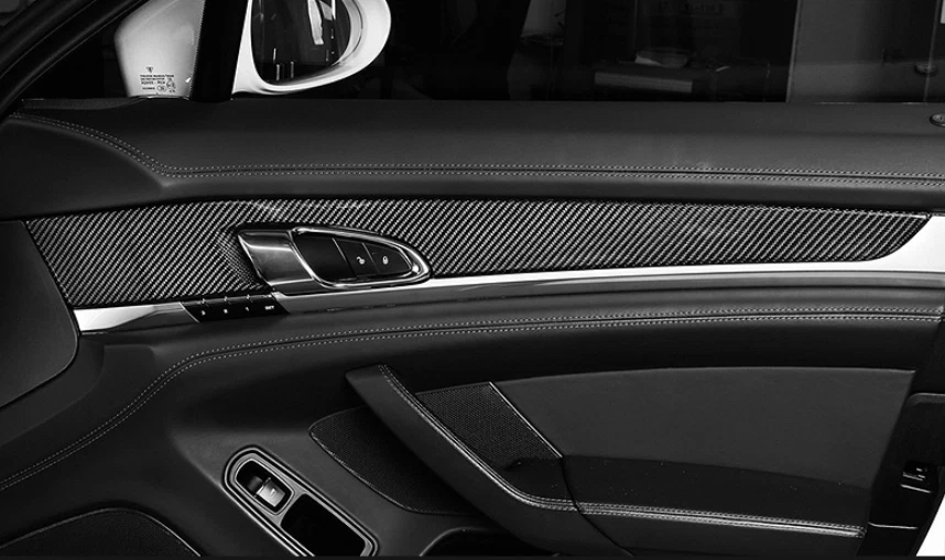 Tira de moldura de panel de puerta interior de coche de fibra de carbono 4 piezas para Porsche Panamera 970 10-16 Foto 3 de 4