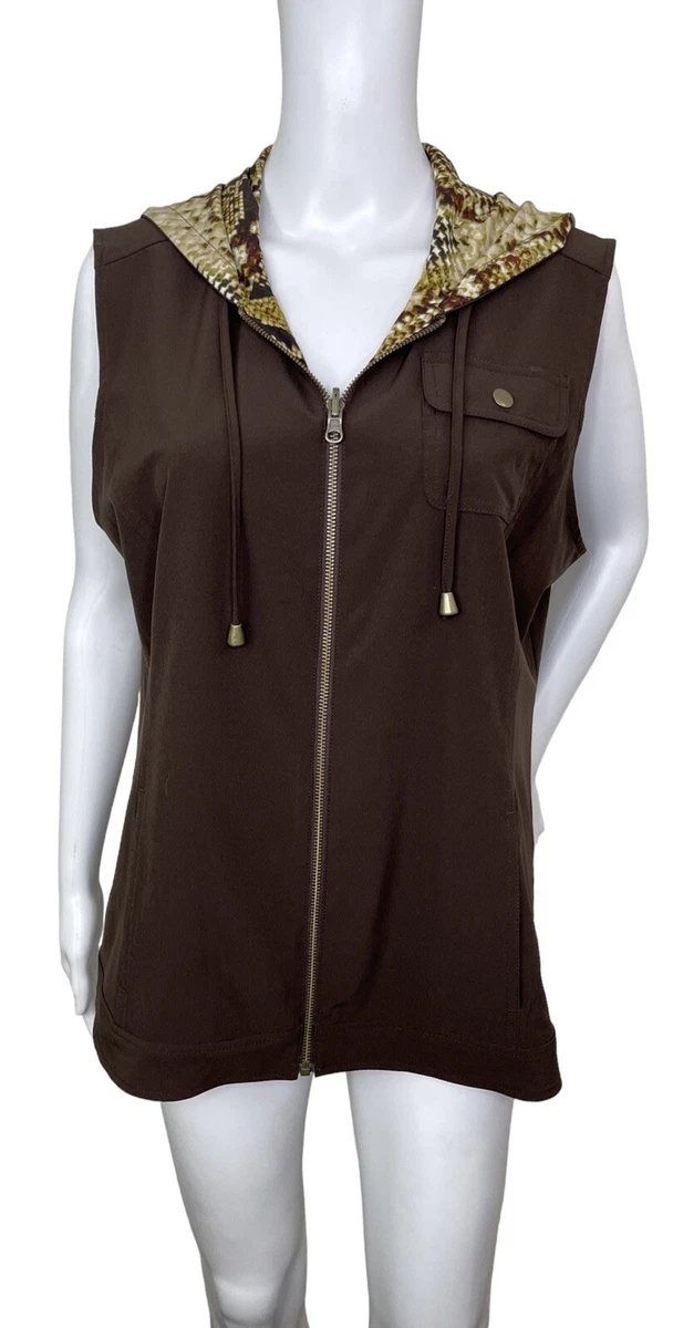 Chico's Zenergy Neema Vest Reversible Hood Zip Brown Python 2