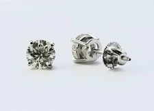 2.00 Carat Genuine Lab Grown Diamond Stud Earrings 14K Gold CERTIFIED