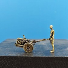Brass Farmer Driving Tractor Figurine Micro Landscape Bonsai Fish Tank Decor