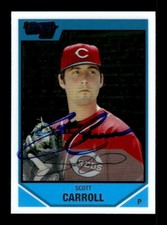 SCOTT CARROLL SIGNED 2008 BOWMAN CHROME #BDPP31 ON-CARD AUTO - CINCINNATI REDS