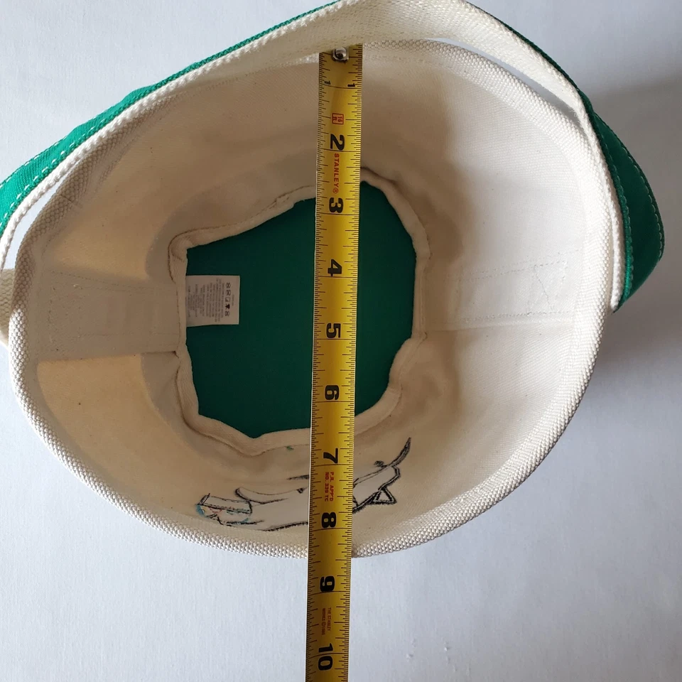 Lands End Bucket Basket Bag Tote Canvas  Shark  Embroidered Green Natural Cream - Image 3 of 4