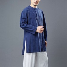 Herren Chinesisch Bluse Oberteil Langärmelig Salingstutzen Anzug Kung Fu Tai Chi