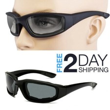 Padded Foam Safety Wind Resistant Sunglasses Motorcycle Riding Glasses BLACK