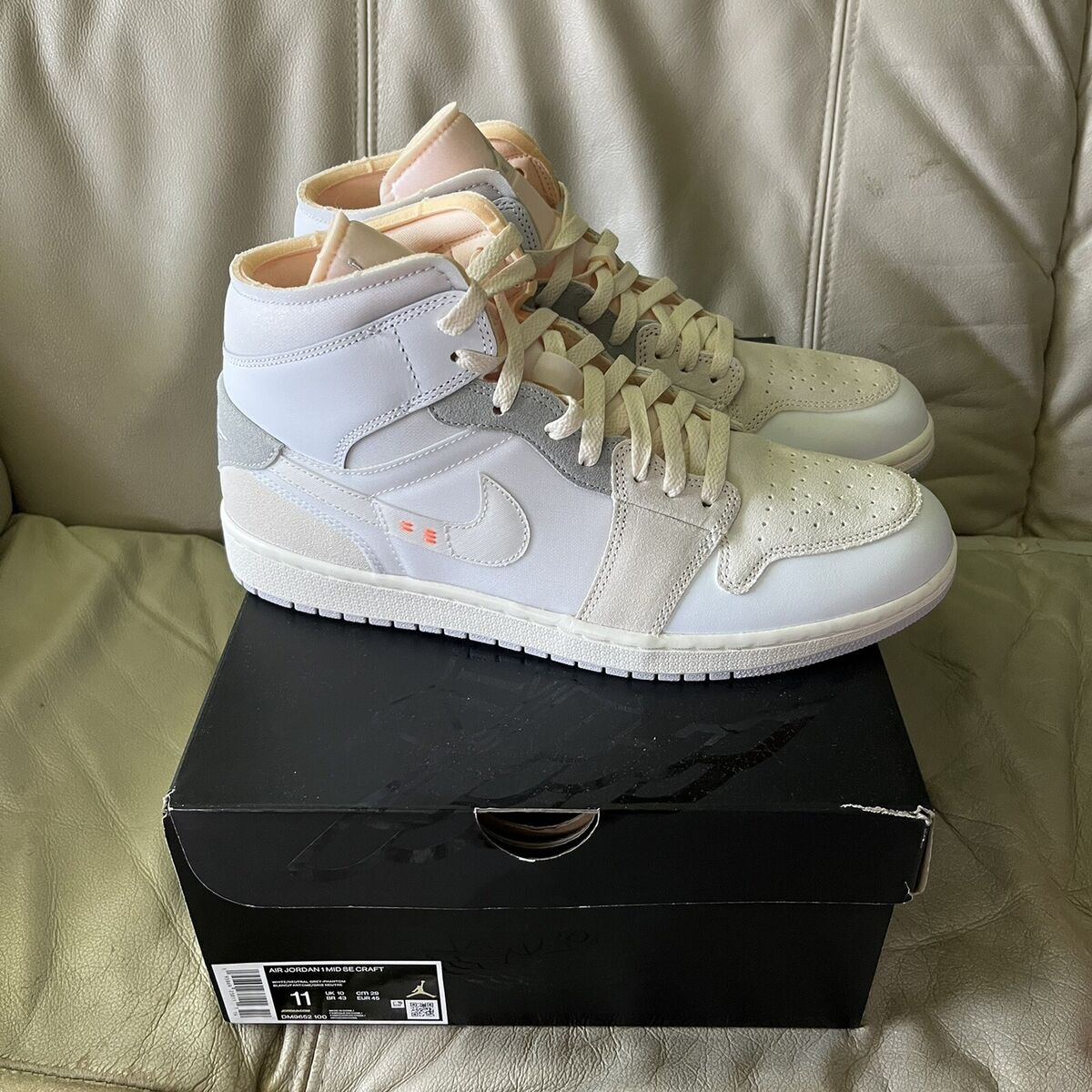Nike Air Jordan 1 Mid SE Craft White Grey - New Size 11 Nike Air Jordan 1 Mid SE Craft White Grey - New Size 11