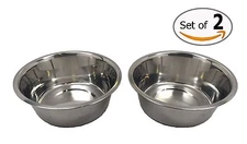 Stainless Steel Dog Bowl Set, 8" Large, 64oz/2-Quart Bowls, Two Bowls