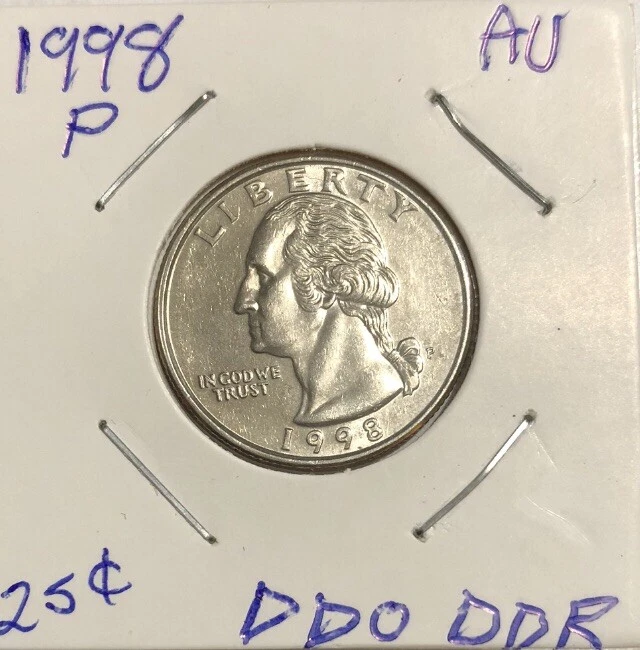 1998 P George Washington Quarter Mint Error DDO DDR Coin AU+ - Image 4 of 4