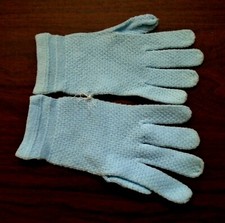 Girl's VTG 1970s Blue Textured Knit Stretch Gloves Nylon Blend Ages 7 to 12 NOS