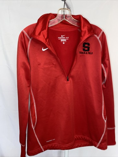 NIKE Therma-Fit Women Fleece Red 1/4 Zip Pullover Sweater M “S Track & Field” - Picture 4 of 6
