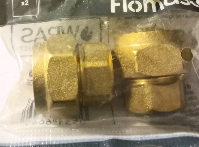 Flomasta Brass Compression Stop Ends 15mm 2 Pack