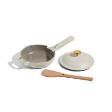 Our Place Aluminum Ceramic Nonstick 1.2L Cookware Cooking Pan Set Cream 3pc