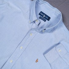 Ralph Lauren Yarmouth Shirt Mens 17 36 Blue Cotton Oxford Button Down Chambray