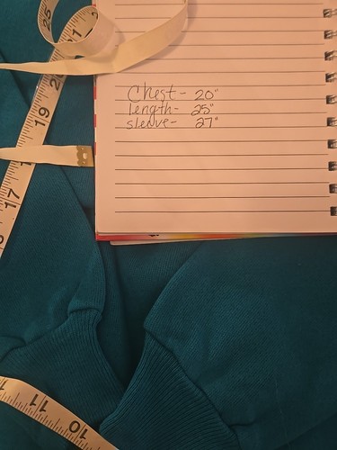 Felpa girocollo vintage anni 90 made in USA Hanes Her Way M bianca verde acqua singola NOS - Foto 10 di 10