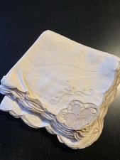 Tovaglioli Di Lino Elegante Avorio Vintage X12 Ricamati