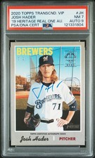 2020 TRANSCENDENT VIP 2019 HERITAGE REAL ONE AUTO JOSH HADER 4/9 PSA 7 AUTO 9
