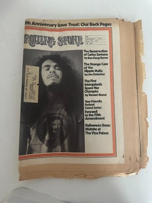 Dec 7th 1972 Rolling Stone Carlos Santana Cover Issue #123 Olympics 5th Anniv