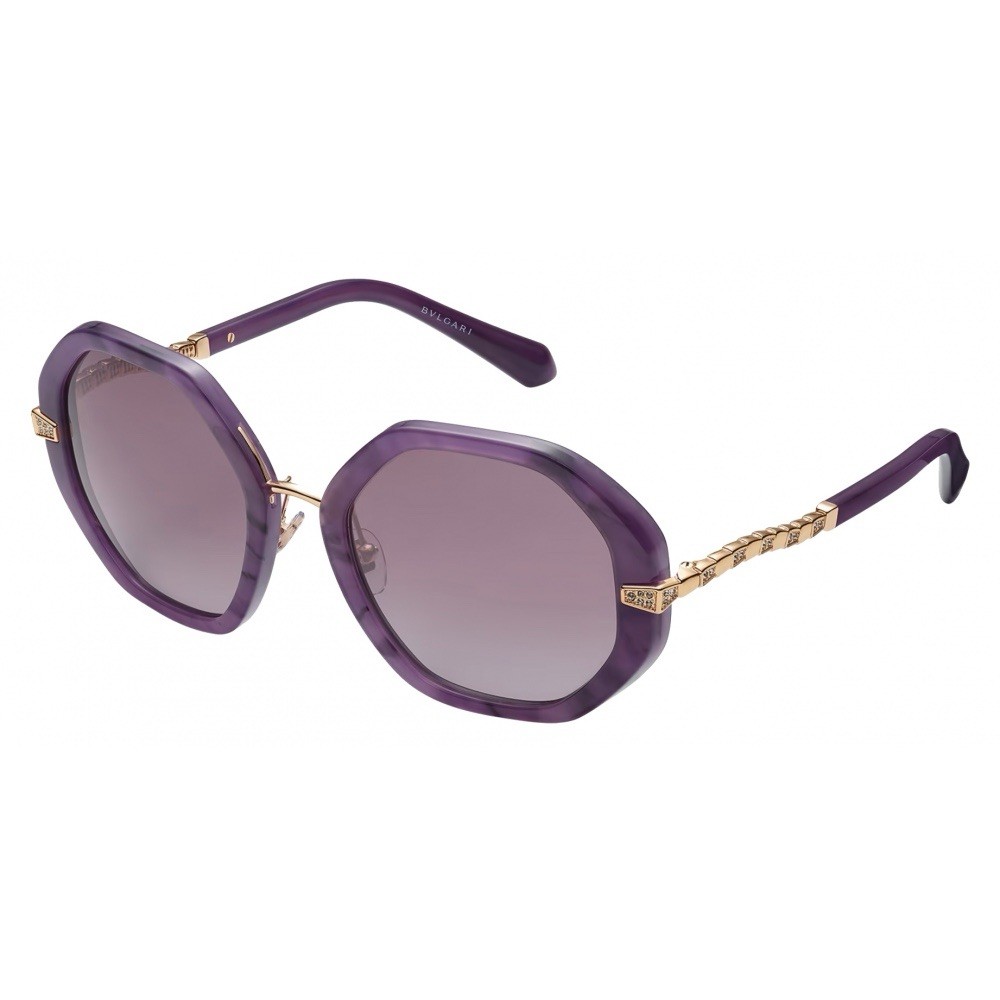 Bulgari Purple Serpenti Viper Collection Acetate Sunglasses