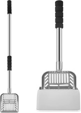32 Inch Cat Litter Scooper Metal Long Handle with Scoop Gray
