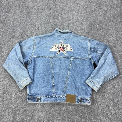 Vintage Pepe Denim Jacket Mens Large Blue Black Eagle Imperial Corp Varsity