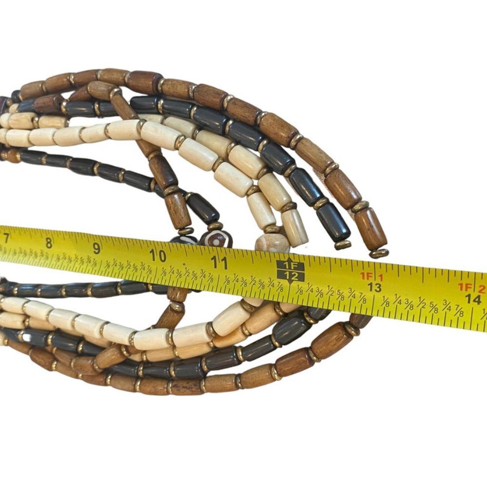 Multistrand draped Wooden Statement Necklace Trib… - image 5
