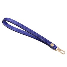 Leather Wristlet Strap, 7.48" Hand Wrist Lanyard Bag Chain, Blue Gold