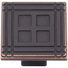 Arts & Crafts Square Cabinet Knob, Vintage Bronze by Stone Harbor Hardware