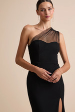 Lulus Brayla Black One-Shoulder Mermaid Maxi Dress