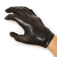 Men Whole Piece Of Real Italy Top Leather Three Stitching Style Gloves Black