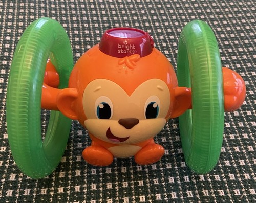 Bright Starts Lights Baby Roll Glow Monkey Working Condition