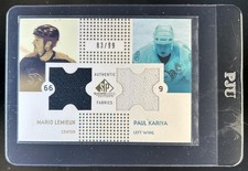 2002-03 SP Game Used Mario Lemieux Paul Kariya Authentic Fabrics Gold Jersey /99